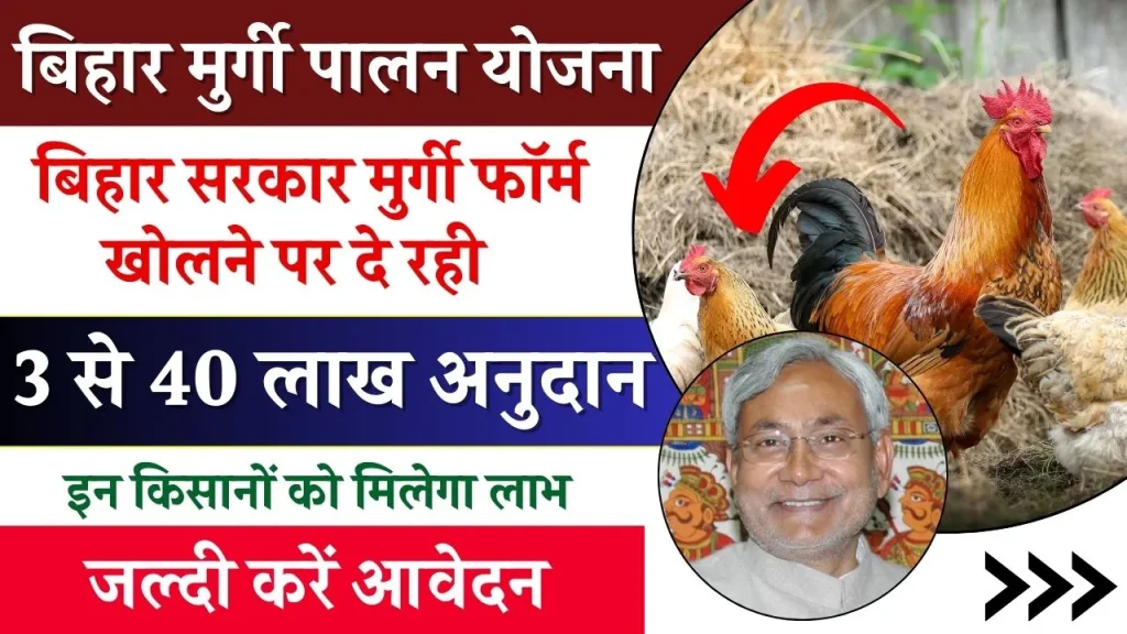 Bihar Poultry Farm Yojana 2024: मुर्गी पालन योजना में सरकार दे रही है मुर्गी फॉर्म पर 3 से 40 लाख अनुदान