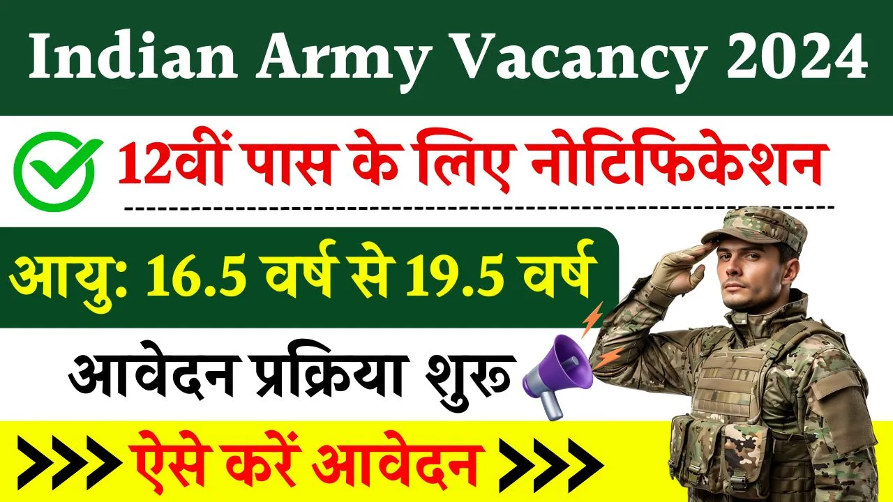 Indian Army Vacancy 2024: इंडियन आर्मी में अफसर बनने का मौका, 12वीं पास के लिए निकली भर्ती