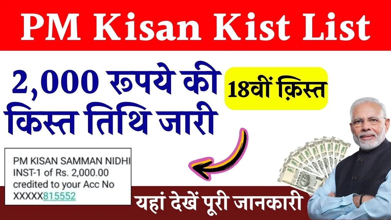 PM Kisan Kist List: देर रात किसानो के लिए आई खुशखबरी ,पीएम किसान योजना की 2000 रु की 18वीं क़िस्त हुई जारी