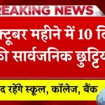 Public Holiday October 2024: 10 दिनों की सार्वजनिक छुट्टियां, स्कूल, कॉलेज, बैंक सरकारी दफ्तर बंद