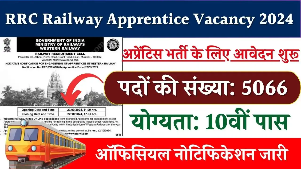 RRC Railway Apprentice Vacancy 2024: 5066 पदों पर 10वीं पास के लिए रेलवे में वैकेंसी, आवेदन इस तारीख से होगा शुरू