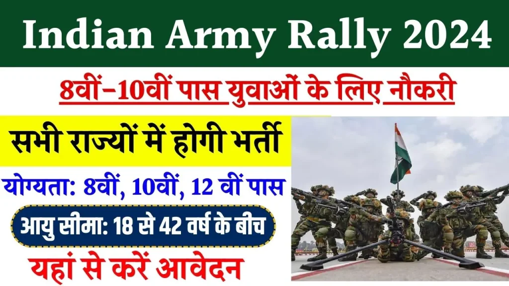 Indian Army Rally 2024: 8वी 10वी पास के लिए सभी राज्यों में भर्ती, ऐसे करे आवेदन