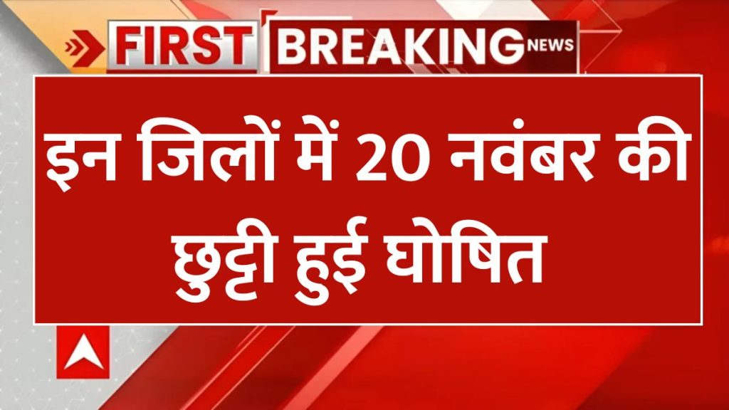 Public Holiday: इन जिलों में 20 नवंबर की छुट्टी हुई घोषित, सरकारी स्कूल से लेकर ऑफिस तक की रहेगी छुट्टी