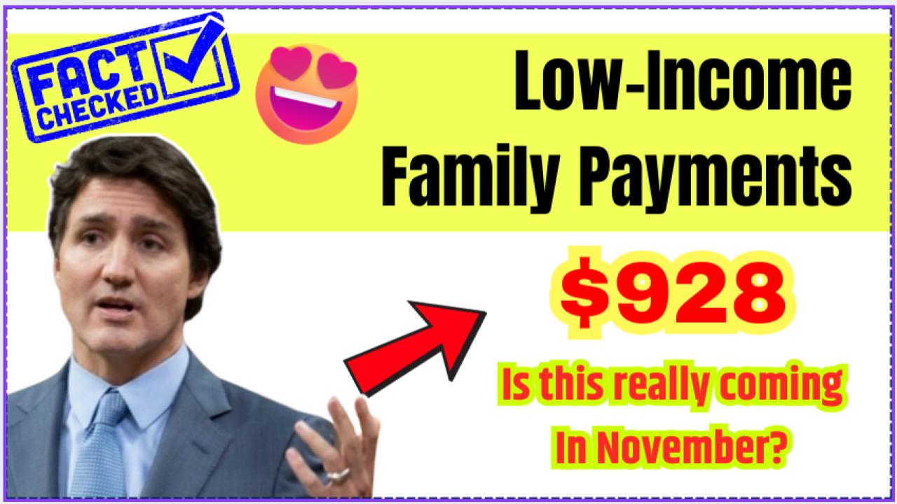 Canada $928 Low-Income Family Payments In November