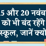 school-holiday: नवंबर महीने में जमकर छुट्टियां! 15 और 20 नवंबर को भी बंद रहेंगे स्कूल, जानें- क्यों?