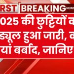 2025 की छुट्टियों का ऐलान, सरकार ने जारी की लिस्ट, बर्बाद हुई छुट्टियाँ, कई सरकारी छुट्टियां शनिवार-रविवार को