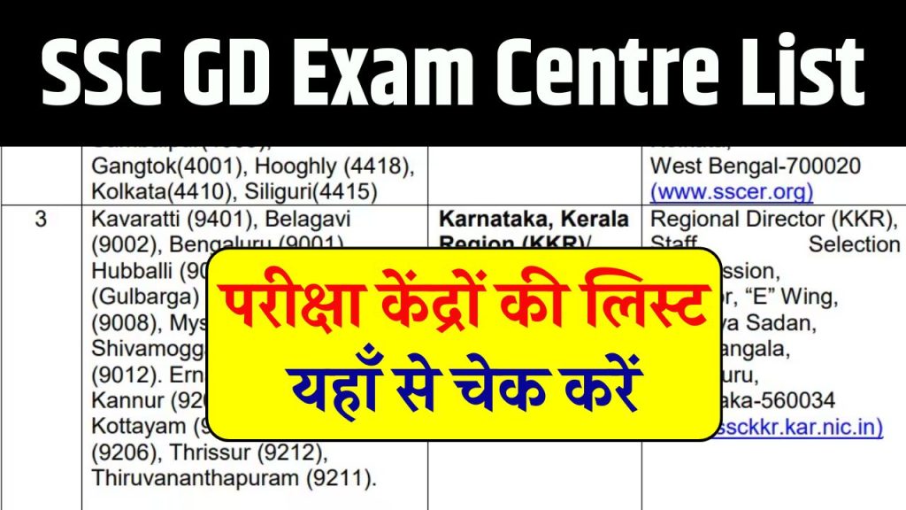 SSC GD Exam Centre List: SSC GD के नए परीक्षा केंद्रों की लिस्ट यहाँ से चेक करें