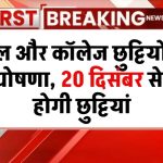 School Holidays: स्कूल और कॉलेज छुट्टियों की हुई घोषणा, 20 दिसंबर से शुरू होगी छुट्टियां